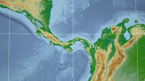 Panama Grannskap Avlägset Perspektiv Utan Konturer Färg Fysisk Karta — Stockfoto