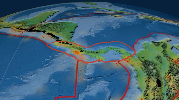 Panamská Tektonická Deska Nastíněná Zeměkouli Přírodní Topografická Mapa Země Vykreslování — Stock fotografie