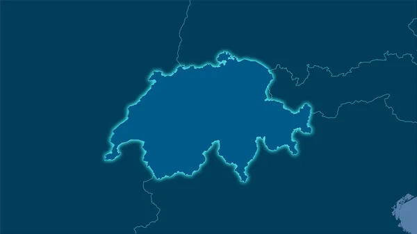 Suiza Mapa Sólido Proyección Estereográfica Composición Cruda Capas Trama Con — Foto de Stock