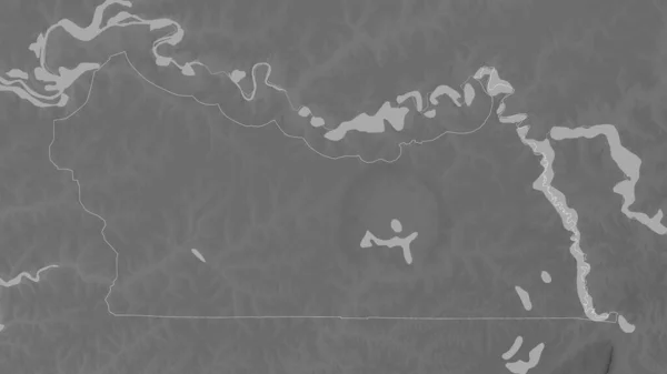 コルダ セネガルの地域 湖や川とグレースケールの地図 形状は その国の領域に対して概説 3Dレンダリング — ストック写真