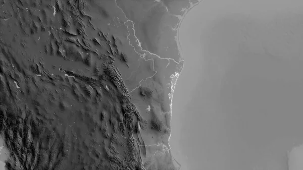 Tamaulipas Estado México Mapa Escala Grises Con Lagos Ríos Forma — Foto de Stock