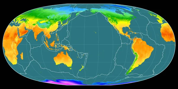 World Map Mcbryde Thomas Projection Centered 170 West Longitude Mean — Stock Photo, Image