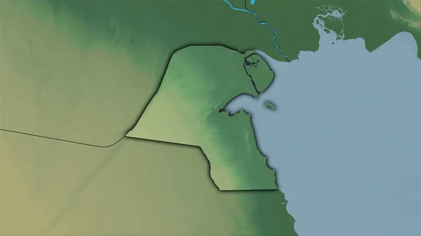 Kuwait Område Topografisk Relief Karta Stereografisk Projektion Sammansättning Raster Lager — Stockfoto