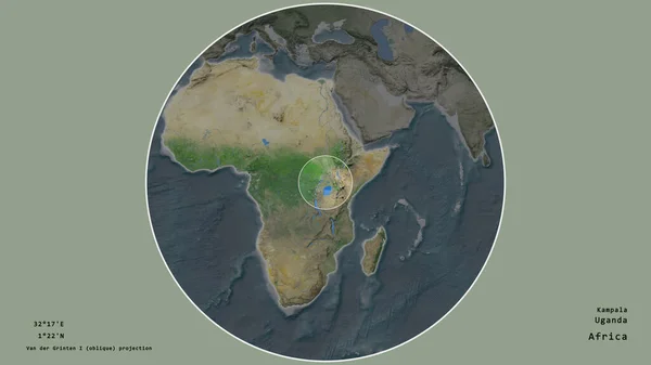 Bereich Von Uganda Mit Einem Kreis Auf Der Großformatigen Landkarte — Stockfoto