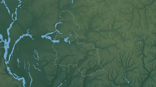 Sumy Region Ukraine Colored Relief Lakes Rivers Shape Outlined Its — Stock Photo, Image