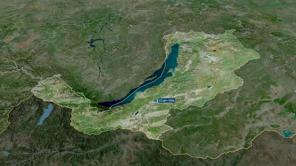 Buryat Republic Russia Zoomed Highlighted Capital Satellite Imagery Rendering — Stock Photo, Image
