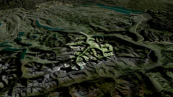 Glarus Canton Switzerland Zoomed Highlighted Satellite Imagery Rendering — Stock Photo, Image