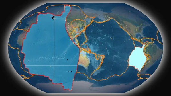 Płyta Tektoniczna Nazca Ekstrudowana Prezentowana Globalnej Mapie Topograficznej Projekcji Kavrayskiego — Zdjęcie stockowe