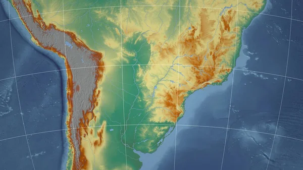 Парагвай Соседство Отдаленная Перспектива Очертаний Топографическая Рельефная Карта — стоковое фото