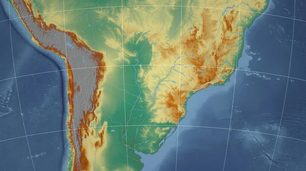 Paraguayban Szomszédság Távoli Perspektíva Körvonal Nélkül Topográfiai Domborzati Térkép — Stock Fotó