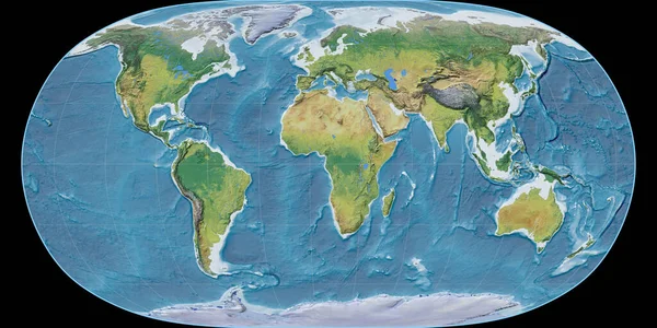 Mapa Świata Projekcji Ziemi Naturalnej Skupiona Wschodniej Długości Geograficznej Główne — Zdjęcie stockowe