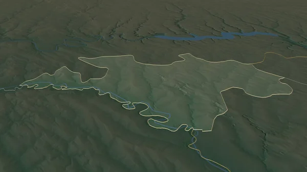 Briceni モルドバの地区 にズームアウト概要 嘘の見方だ 地表水と地形救援マップ 3Dレンダリング — ストック写真