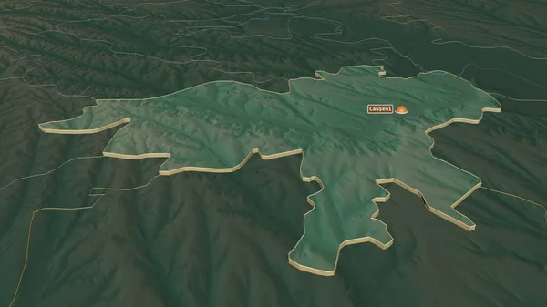 Inzoomen Causeni District Moldavië Geëxtrudeerd Obliek Perspectief Topografische Reliëfkaart Met — Stockfoto