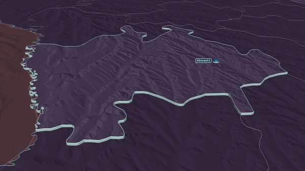 Powiększenie Hincesti Powiat Mołdawii Wytłaczane Perspektywa Ukośna Kolorowa Wyboista Mapa — Zdjęcie stockowe