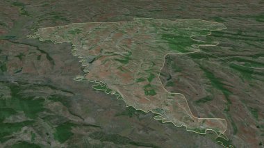 Moldova 'nın Ungheni ilçesine yakınlaş. Belirsiz bir bakış açısı. Uydu görüntüleri. 3B görüntüleme