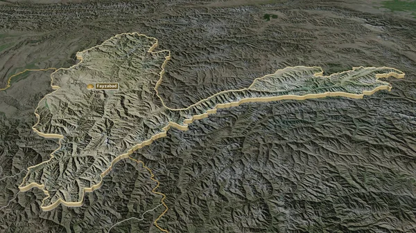 Ampliar Badakhshan Provincia Afganistán Extruido Perspectiva Oblicua Imágenes Satélite Renderizado —  Fotos de Stock