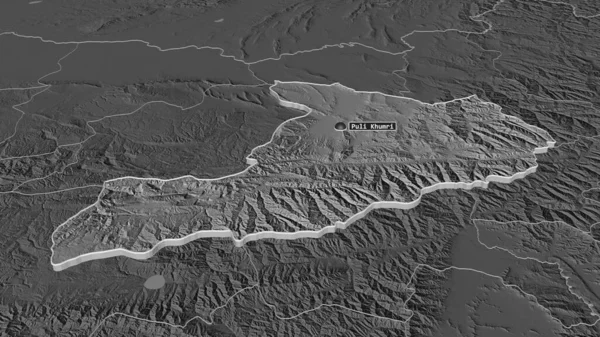 Ampliar Baghlan Provincia Afganistán Extruido Perspectiva Oblicua Mapa Elevación Bilevel — Foto de Stock
