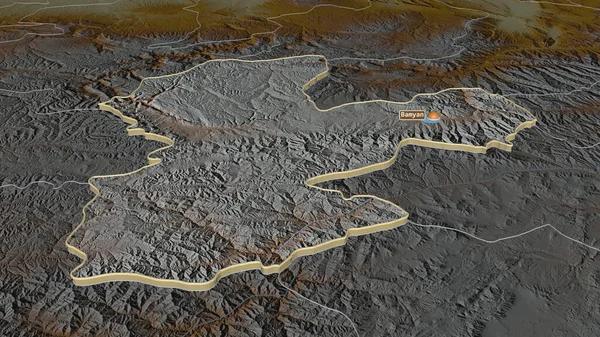 Powiększenie Bamyan Prowincja Afganistan Ekstrudowane Perspektywa Ukośna Mapa Pomocy Topograficznej — Zdjęcie stockowe