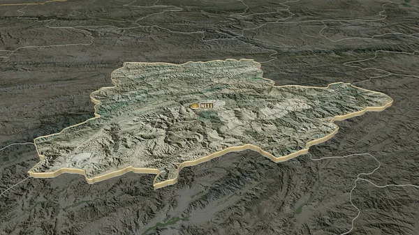 Ampliar Daykundi Provincia Afganistán Extruido Perspectiva Oblicua Imágenes Satélite Renderizado — Foto de Stock