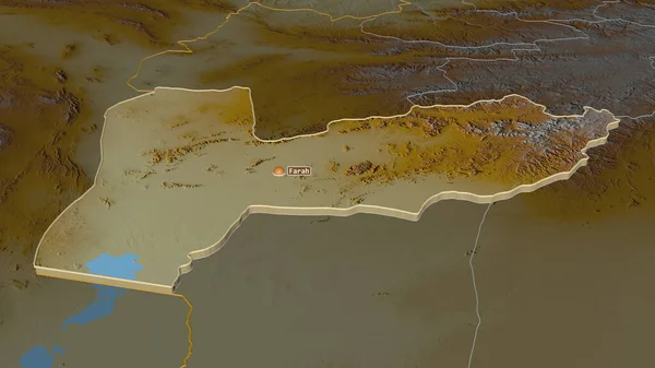 Přiblížit Farah Provincie Afghánistán Vytlačil Úhlová Perspektiva Topografická Reliéfní Mapa — Stock fotografie