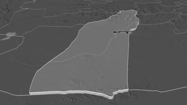 Zoom Helmand Provincia Dell Afghanistan Estruso Prospettiva Obliqua Mappa Elevazione — Foto Stock
