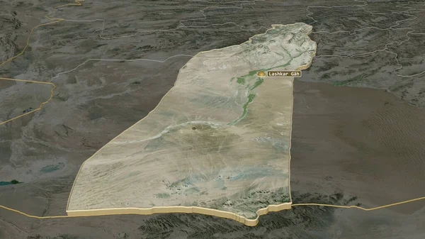 Ampliar Helmand Provincia Afganistán Extruido Perspectiva Oblicua Imágenes Satélite Renderizado — Foto de Stock