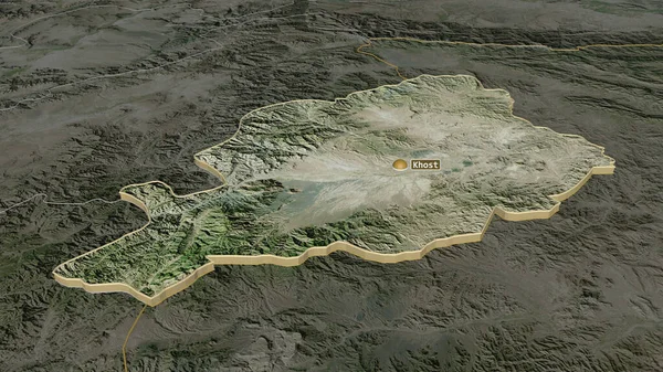 Zoom Sur Khost Province Afghanistan Extrudé Perspective Oblique Imagerie Satellite — Photo