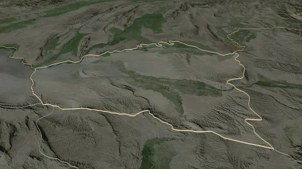 概述了昆都士 阿富汗省 的情况 斜的角度 卫星图像 3D渲染 — 图库照片
