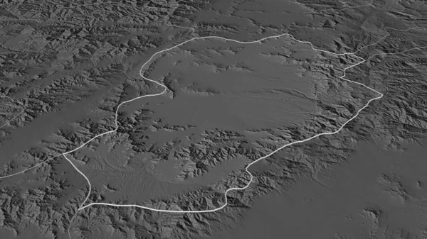 Zoom Logar Province Afghanistan Outlined Oblique Perspective Bilevel Elevation Map — Stock Photo, Image