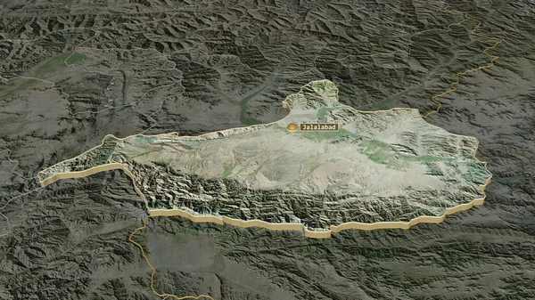 Přiblížit Nangarhár Provincie Afghánistán Vytlačen Úhlová Perspektiva Satelitní Snímky Vykreslování — Stock fotografie