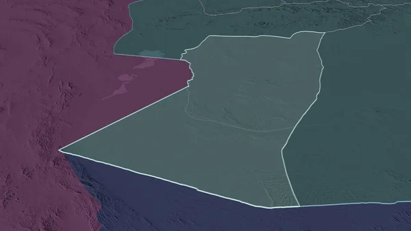 Nimruz アフガニスタンの州 にズームアウト概要 嘘の見方だ 水面と行政区画の色と衝突した地図 3Dレンダリング — ストック写真