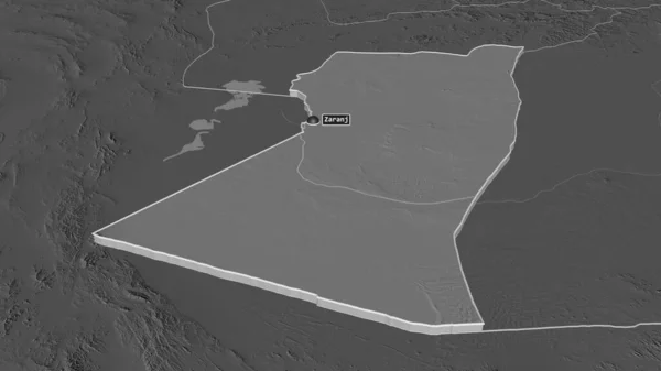 Zoom Nimruz Provincia Dell Afghanistan Estruso Prospettiva Obliqua Mappa Elevazione — Foto Stock