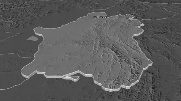 パキスタン アフガニスタン州 のズームが押出ました 嘘の見方だ 地表水と二階の標高マップ 3Dレンダリング — ストック写真