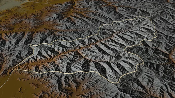 Zoom Panjshir Provincia Dell Afghanistan Delineato Prospettiva Obliqua Mappa Topografica — Foto Stock