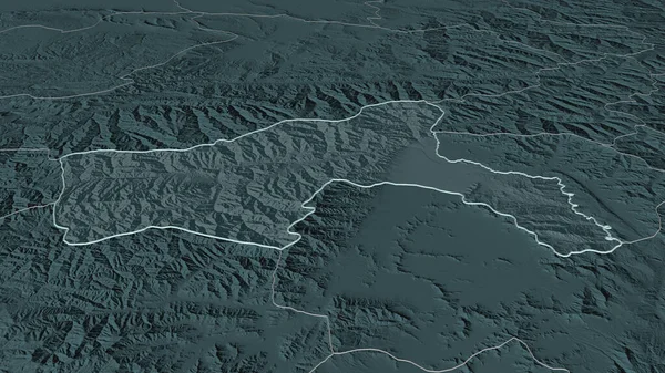 Ampliar Parwan Provincia Afganistán Esbozado Perspectiva Oblicua Mapa Coloreado Tocado — Foto de Stock