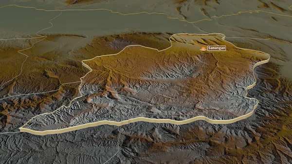 Ampliar Samangan Provincia Afganistán Extruido Perspectiva Oblicua Mapa Topográfico Relieve — Foto de Stock