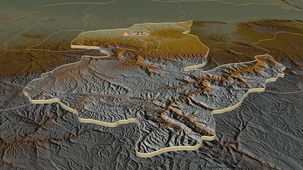 Ampliar Sar Pol Provincia Afganistán Extruido Perspectiva Oblicua Mapa Topográfico — Foto de Stock