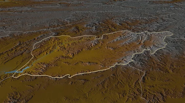 Zoom Auf Urozgan Provinz Afghanistan Skizziert Schräge Perspektive Topographische Reliefkarte — Stockfoto