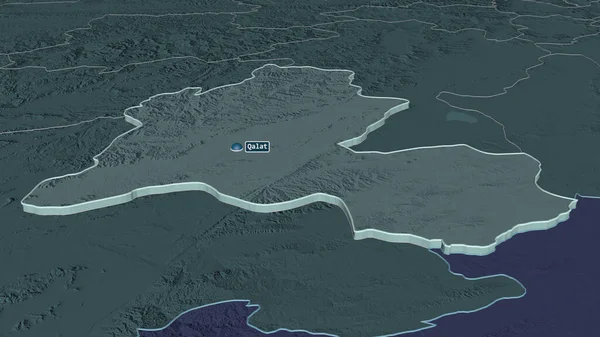 Přiblížit Zabul Provincie Afghánistán Vytlačen Úhlová Perspektiva Barevná Hrbolatá Mapa — Stock fotografie