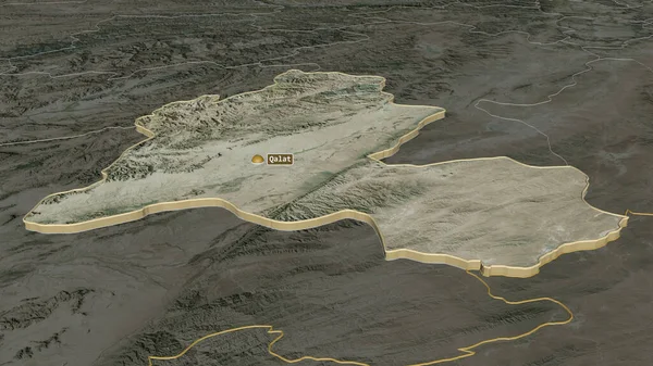 Zoom Zabul Província Afeganistão Extrudado Perspectiva Oblíqua Imagens Satélite Renderização — Fotografia de Stock