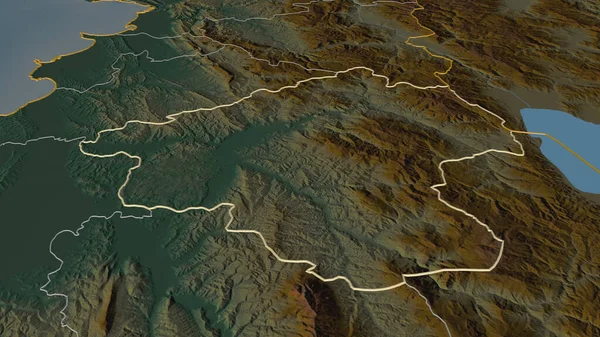 Ampliar Elbasan Condado Albania Esbozado Perspectiva Oblicua Mapa Topográfico Relieve — Foto de Stock
