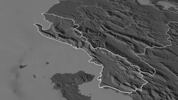 Ampliar Vlore Condado Albania Esbozado Perspectiva Oblicua Mapa Elevación Bilevel — Foto de Stock