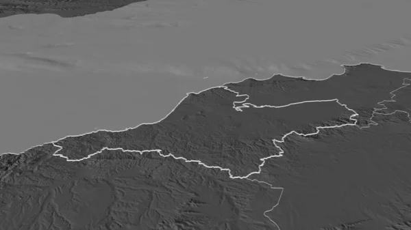 Ingrandisci Ain Temouchent Provincia Algeria Delineato Prospettiva Obliqua Mappa Elevazione — Foto Stock