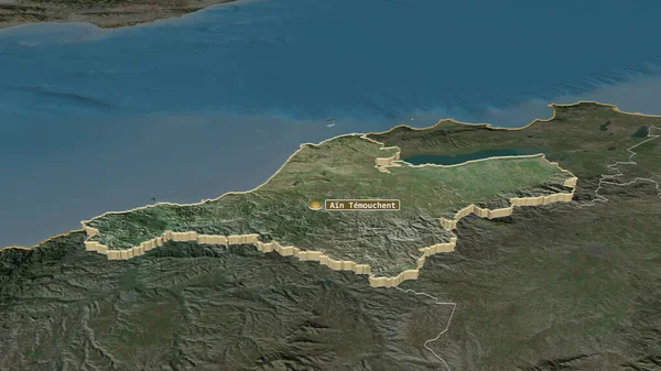 Zoom Ain Temouchent Provincia Argelia Extruido Perspectiva Oblicua Imágenes Satélite — Foto de Stock