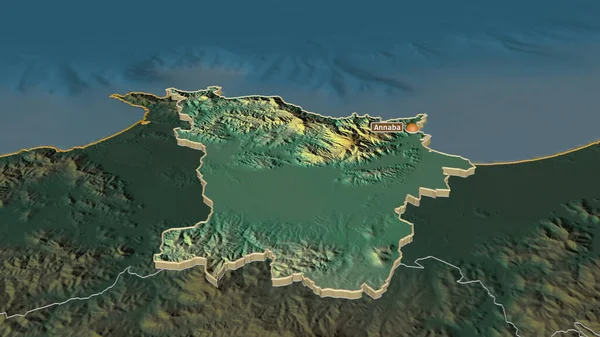 Ampliar Annaba Provincia Argelia Extruido Perspectiva Oblicua Mapa Topográfico Relieve — Foto de Stock