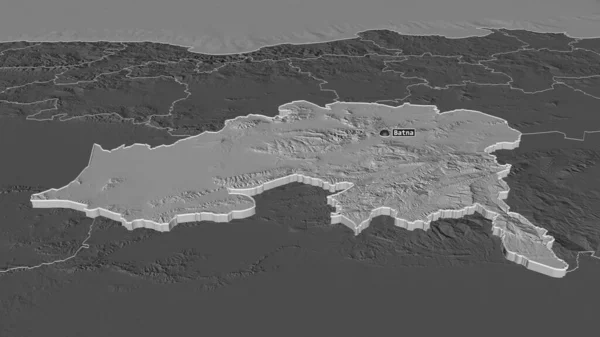 Zoom Batna Province Algeria Extruded Oblique Perspective Bilevel Elevation Map — Stock Photo, Image