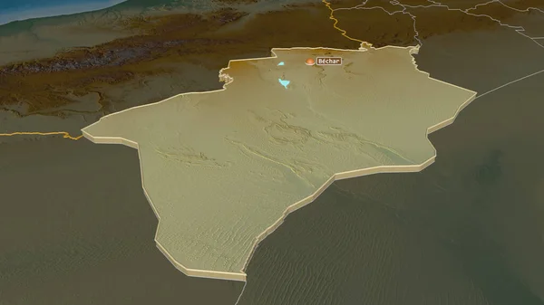 Powiększ Bechar Prowincja Algieria Wytłaczany Perspektywa Ukośna Mapa Pomocy Topograficznej — Zdjęcie stockowe