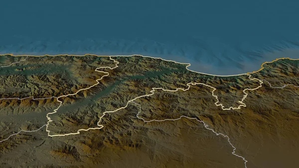 Увеличьте Bejaia Провинция Алжир Очерчены Непристойная Перспектива Карта Рельефа Поверхностными — стоковое фото