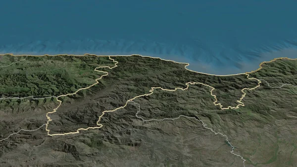 Ampliar Bejaia Provincia Argelia Esbozado Perspectiva Oblicua Imágenes Satélite Renderizado — Foto de Stock