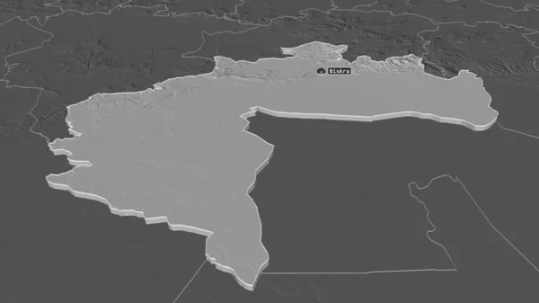 Zoom Biskra Provincia Argelia Extruido Perspectiva Oblicua Mapa Elevación Bilevel — Foto de Stock